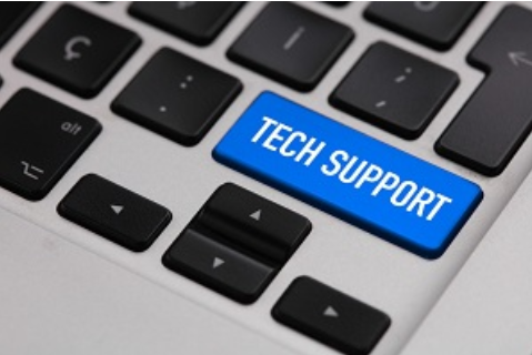 Tech support keyboard showing a blue Tech Support key